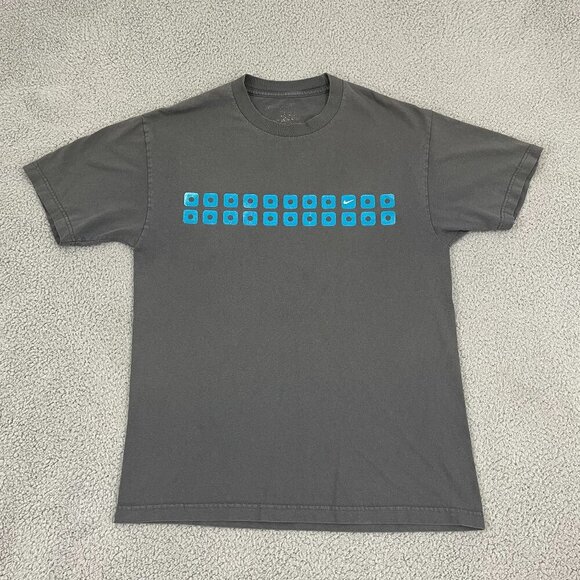 Y2K Nike Shirt Men L Gray Stacked Dice Short Sleeve Tee - Picture 1 of 9